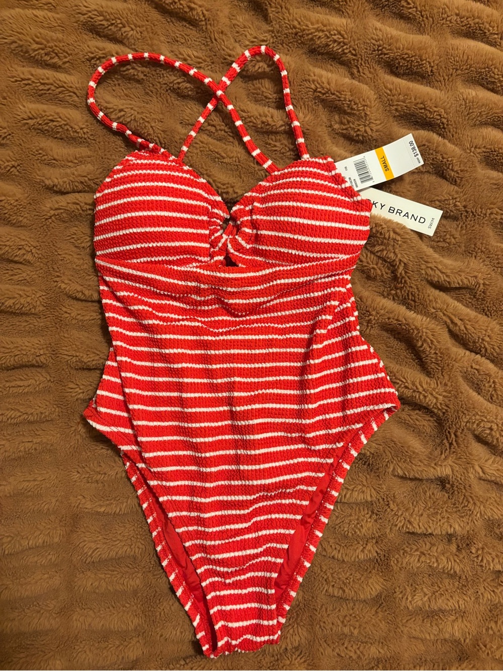 Lucky Brand Red & White Striped One-Piece Swimsuit